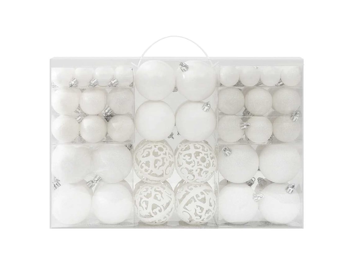 Conjunto de 100 Bolas de Natal de Plástico Branco* ZYBLSSBB
