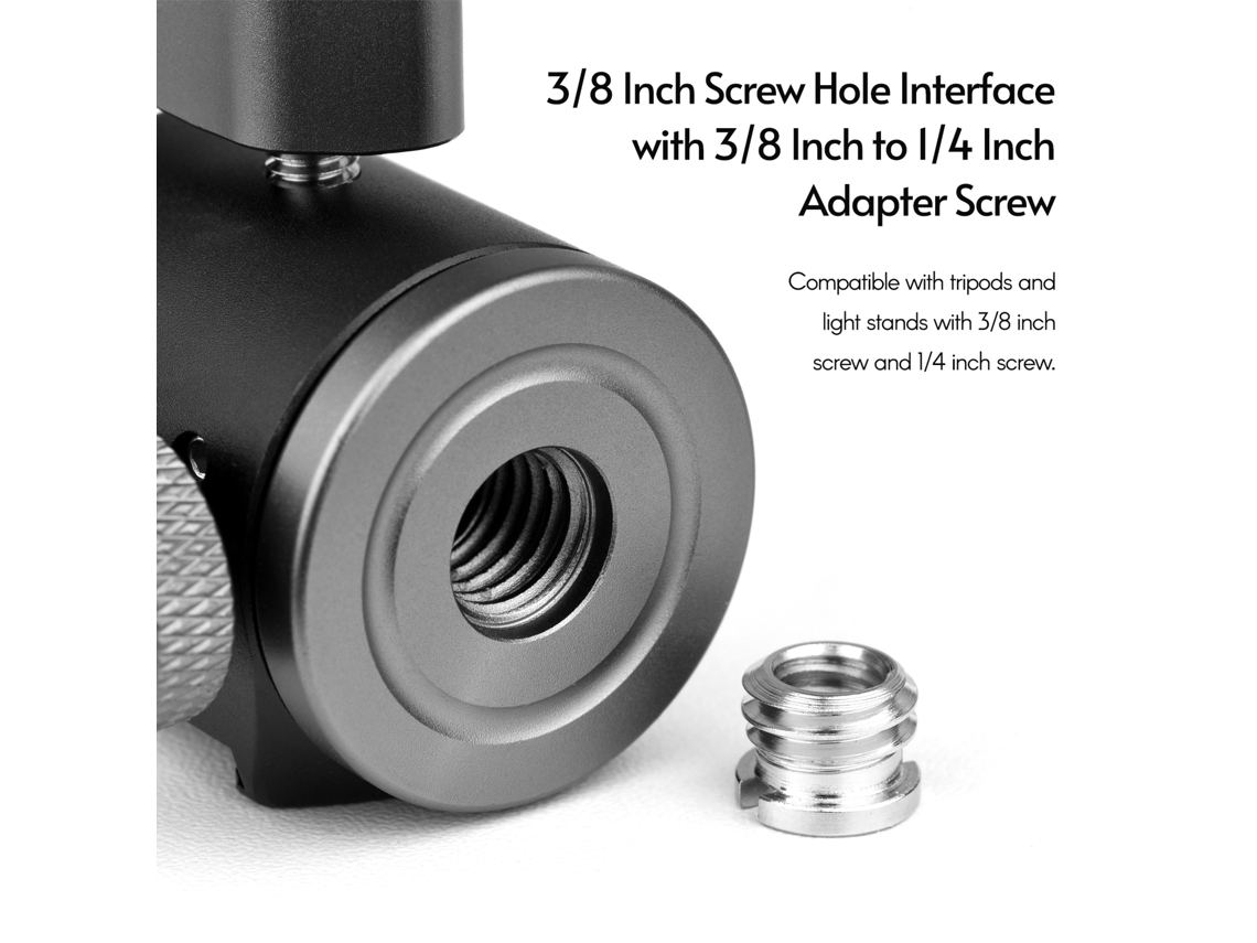 Andoer Cabeza De Bola Mini 2 En 1 Giratoria 360° Con Tornillo 1/4 Y Soporte Cold Shoe Para Cámara Teléfono Trípode Micrófono