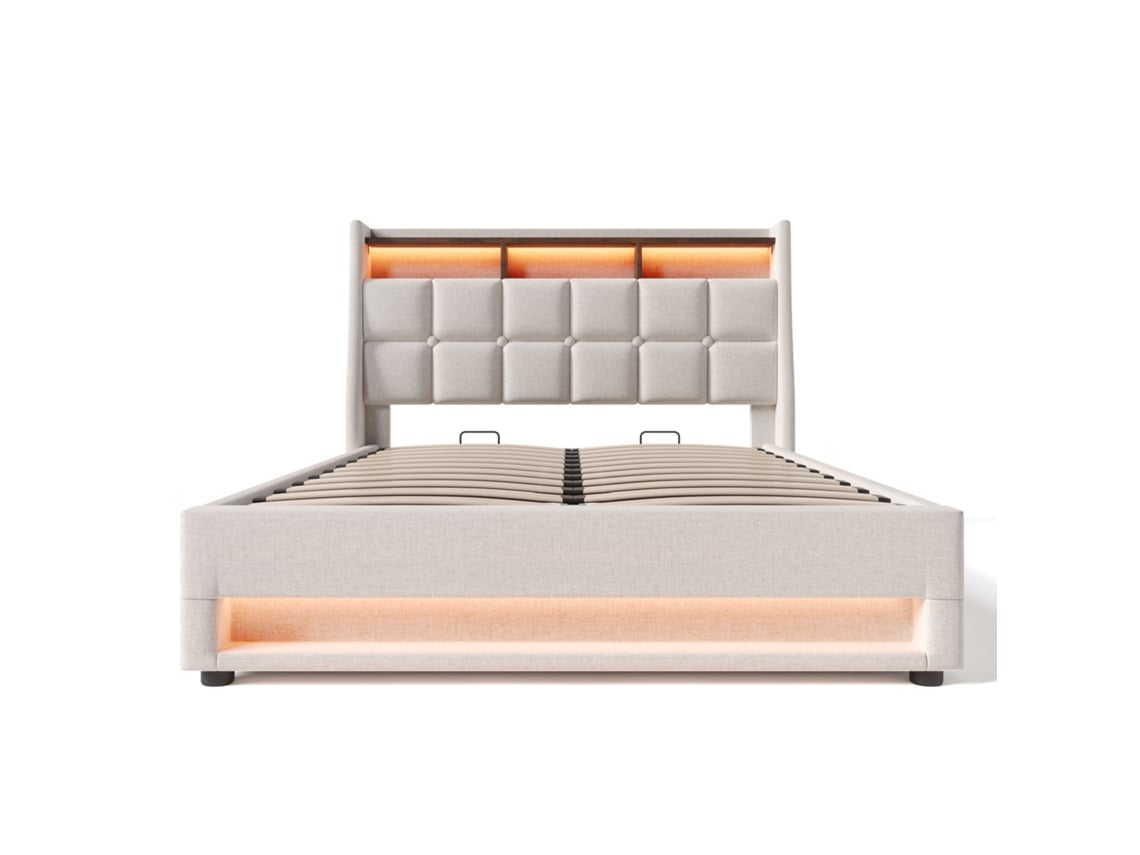 Cama Estofada 140x200 com Usb e Led PAPRIKA