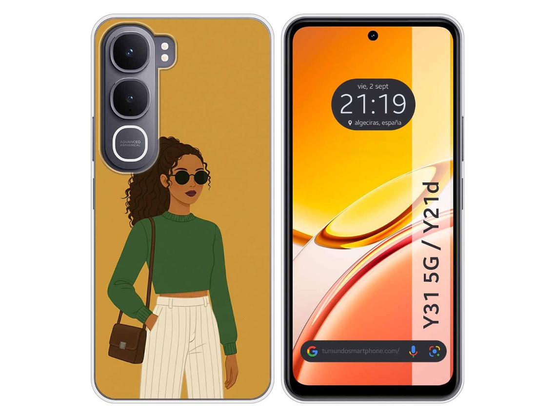 Capa Tumundosmartphone De Silicone Para Vivo Y31 5g / Y21d Design Feminino Com 2 Desenhos