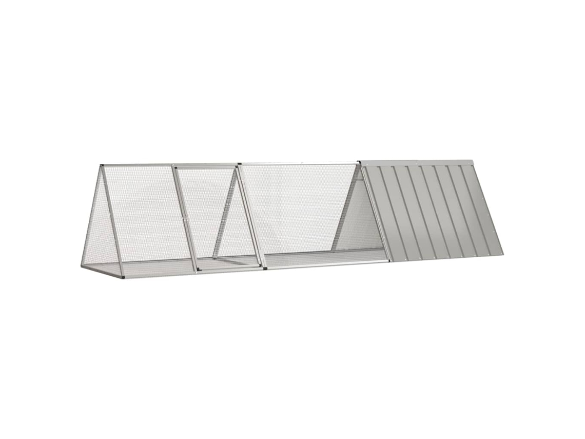 Vidaxl Gaiola Para Coelhos Cinza 302,5x80,5x71 Cm Aço Galvanizado