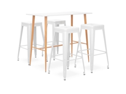 Vidaxl 5 Pcs Conjunto De Bar Branco