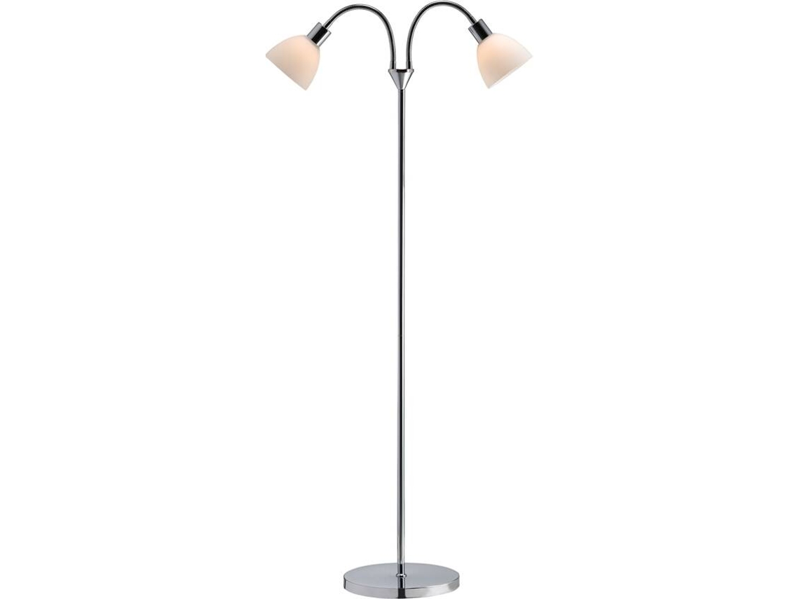Candeeiro de Chão NORDLUX Ray Prata/Branco 2 abajures