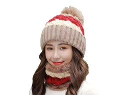 Conjunto Gorro Bufanda Inverno com Forro Polar e Pompon | S/MARCA