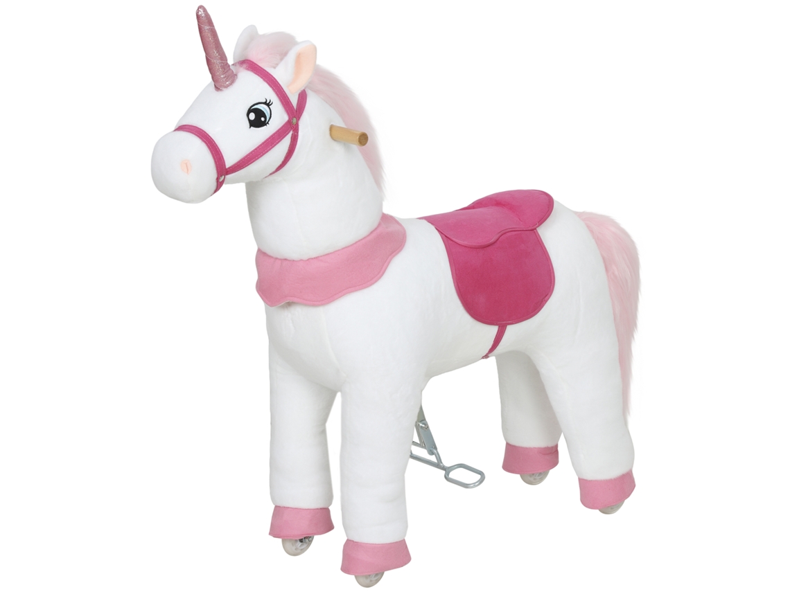 Cavalo de Montaria Unicórnio Infantil (estrutura Robusta, Rodas Macias, 3 5 Anos, Branco)