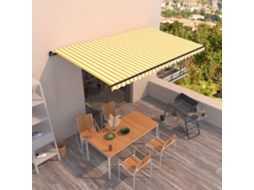 Vidaxl Toldo Retrátil Manual 500x300 Cm Amarelo E Branco