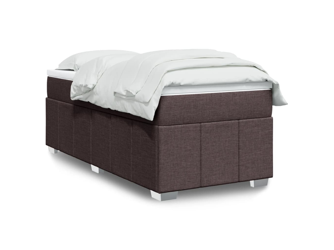 Vidaxl Cama Com Molas/colchão 90x200 Cm Tecido Castanho-escuro