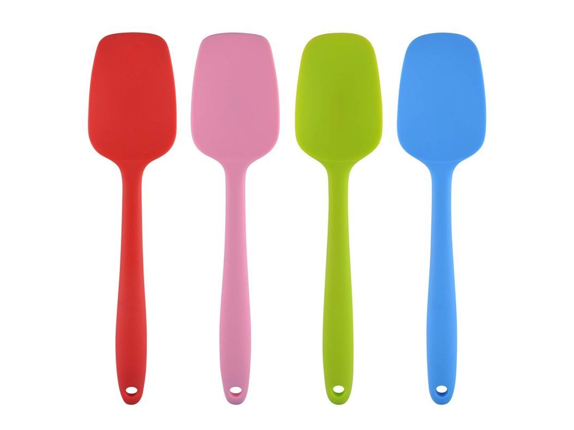 2026 espátulas de Silicona Linjou 500°f Resistente Al Calor Sin Costuras, Set de 4, Rojo