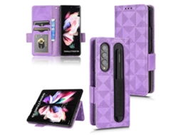 Capa De Couro Com Triângulo Simétrico Para Samsung Galaxy Z Fold4