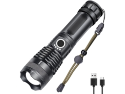 Lanterna Led USB NOVA LINE recarregável, 5 modos, zoom, à prova d'água para camping e hiking