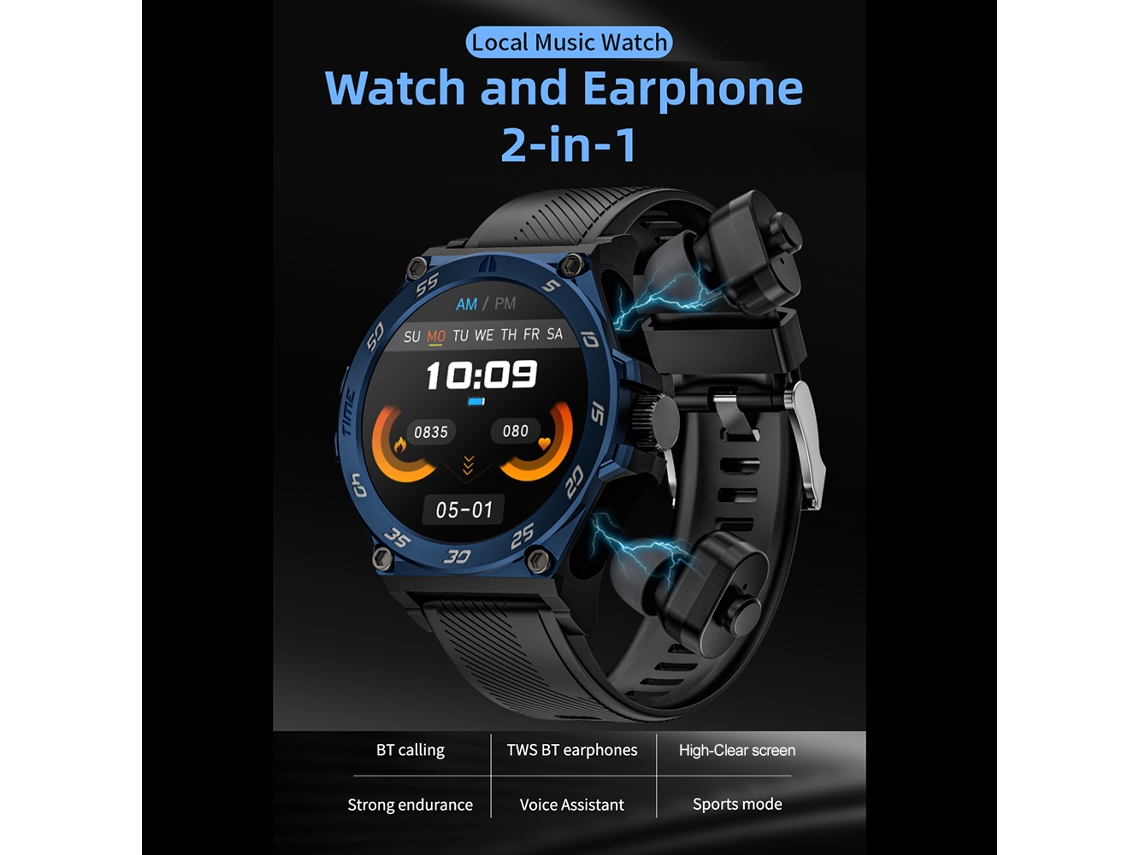 Smartwatch Com Fones De Ouvido Tela Ips De 1,53 Polegadas Chamada Bt Monitor De Fitness Esportivo E Saúde Ip67