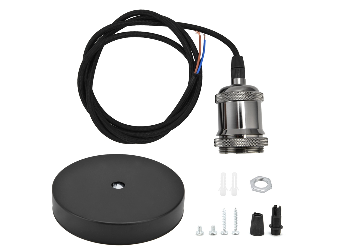 2026 kit de Cabo para Lâmpada Pendente Vintage de 1,5m Preto com Plug e Base para Iluminação Diy em Casa