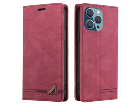 Capa Bloqueio Rfid Para Iphone 15 Pro Max Gq.utrobe Pele Sintética Vermelho