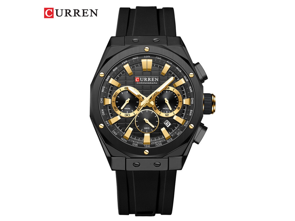 Relógio Masculino MDUG esportivo com cronógrafo, pulseira de borracha, grande mostradore