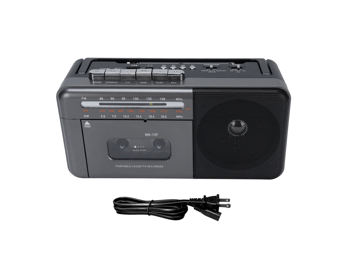 Caixa de Som Bluetooth Retro Portátil EOOCOO (reprodução de Fita, Conexão Bluetooth)