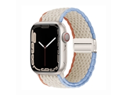 Pulseira Magnética Trançada Em Nylon Para Apple Watch S10, Elástica E Colorida, Creme Branco, 44 45 46 49mm