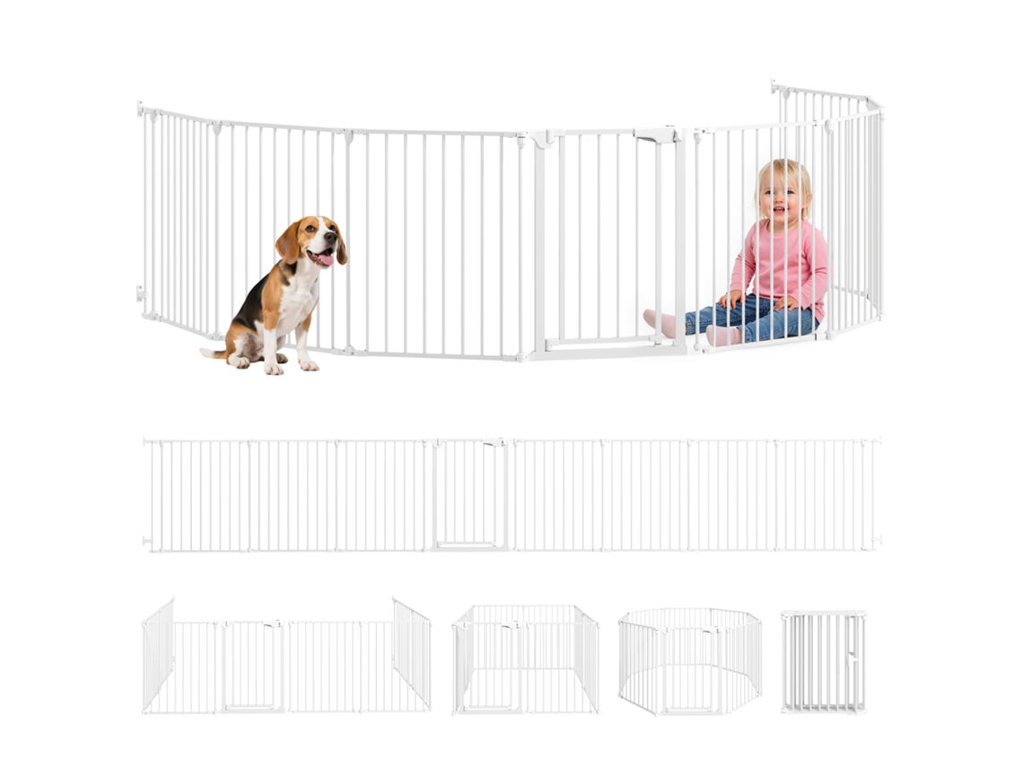 Parque Modular Com 8 Painéis E Fechamento Automático,feito De Aço E Abs,61x3x75cm,branco.