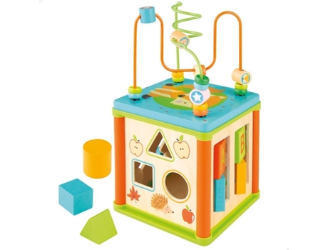 Brinquedo de Madeira WOOMAX Cubo de atividades infantis (Idade Mínima: 1 Ano - 15.5 x 15.5 x 29 cm)