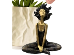 Est Tua de Menina Estatueta Mulher Africana Meditando Resina Presente Anivers Rio para Quarto Sala Estar Escrit VAYOTOY