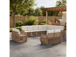 Vidaxl Conjunto De Sofá De Jardim 12 Pcs Bege E Branco Creme Vime Pe