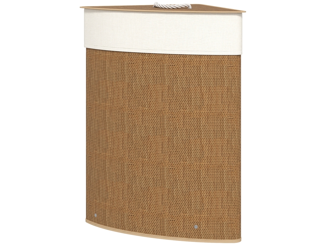 Cesta Roupa Bambu 55l, Canto, Saco Removível, Marrom.-uu