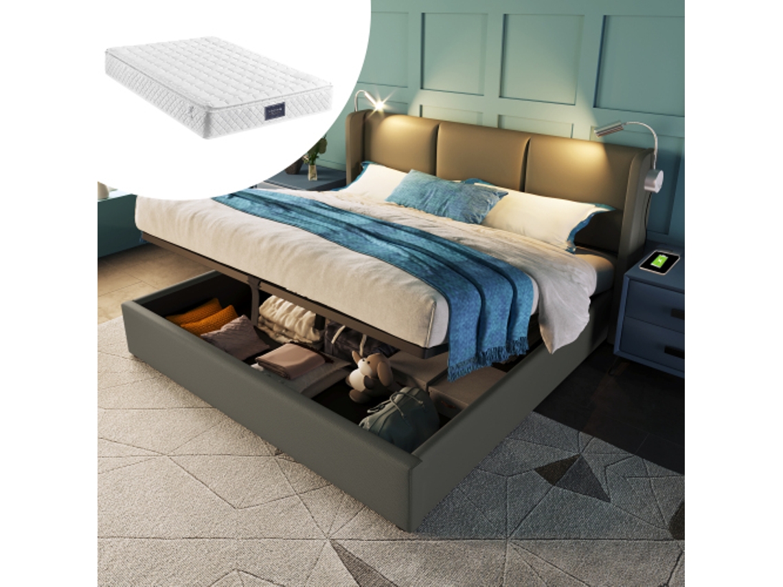 Cama Casal, Design Jovem, Robusta, Durável, Design Prático, Fácil Instalação, Qualidade Superior, Colchão Não Incluso