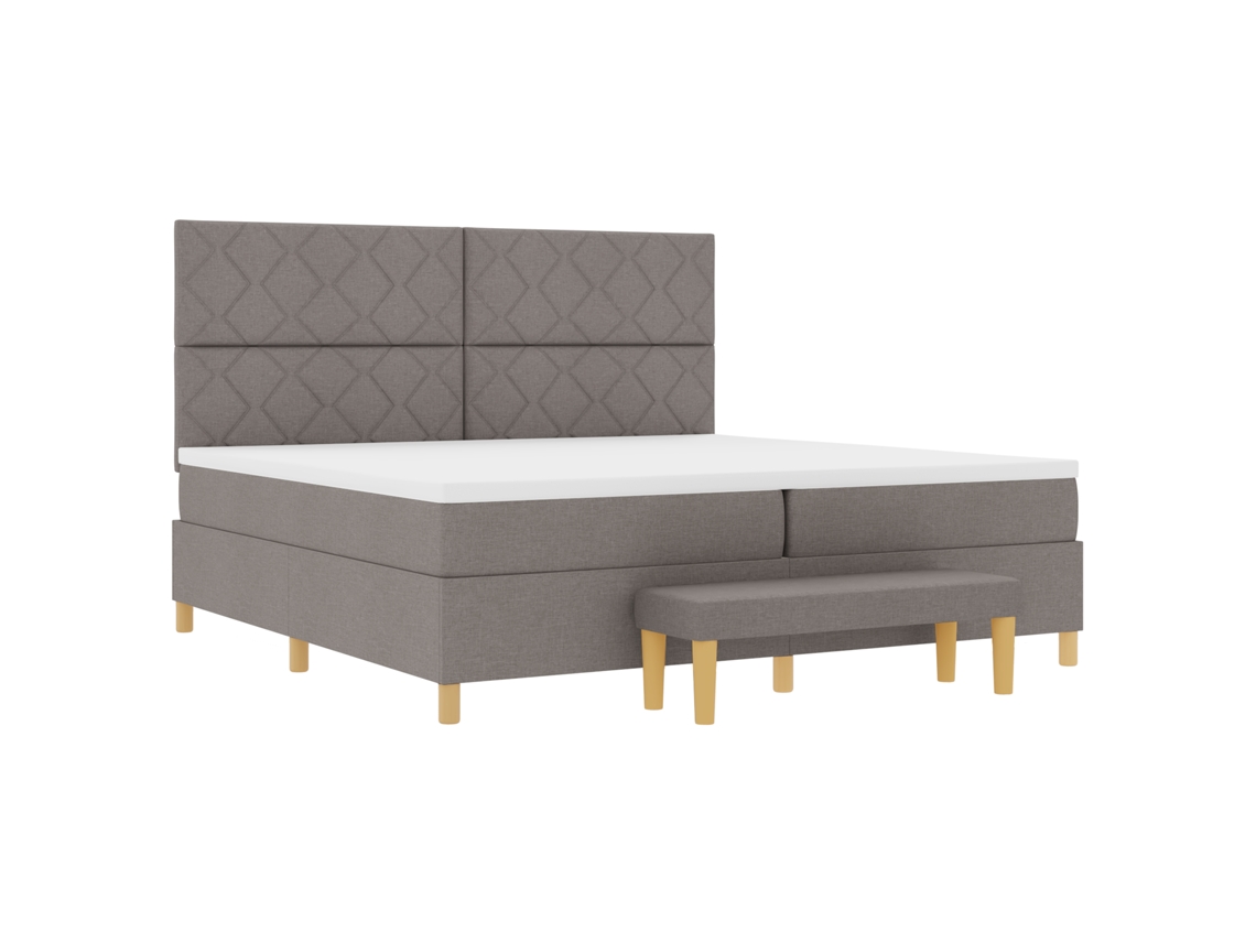 Cama Box Spring  Com Colchão E Banco Taupe Vidaxl Tecido (200x200 Cm)