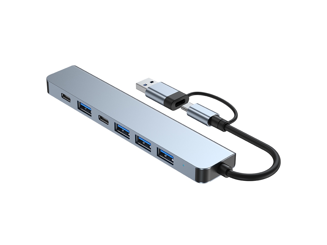 Hub Usb C/usb 2 Em 1 Inf Com 7 Portas Usb 3.0 Para Windows E Macos. Aquaforge