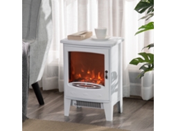 Lareira elétrica Liptaptyn com efeito de chama 900/1800w em metal e plástico ABS branco 39x26x54,8cm para um ambiente aconchegante