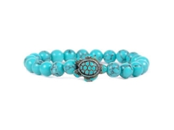 Pulseira De Contas De Tartaruga Marinha Com Turquesa Sintética, Elástica E Ajustável Para Homens E Mulheres. Nostalgia88