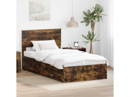 Vidaxl Estrutura Da Cama Com Gaveta Carvalho Fumado 100 X 200 Cm