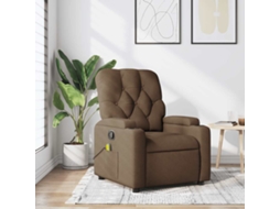 Vidaxl Poltrona De Massagens Reclinável Tecido Castanho