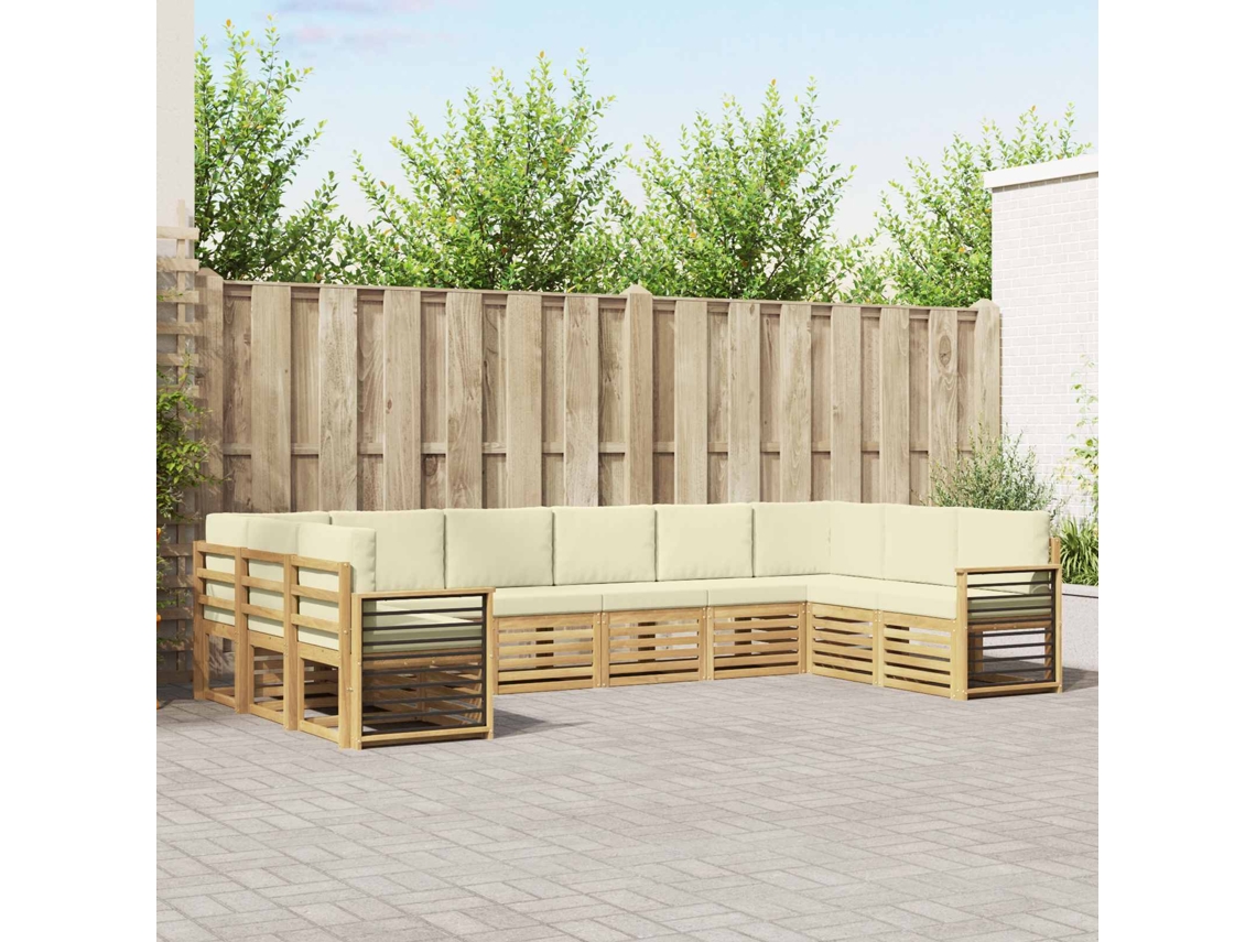 Vidaxl Conjunto De Sofás Para Exterior 10 Unid. Branco E Creme