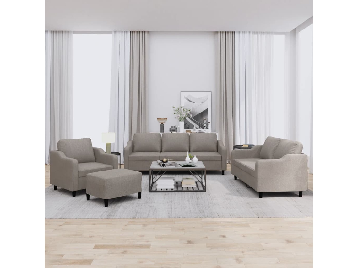 Vidaxl 4 Pcs Conjunto De Sofás Com Almofadões Tecido Cinza-acastanhado
