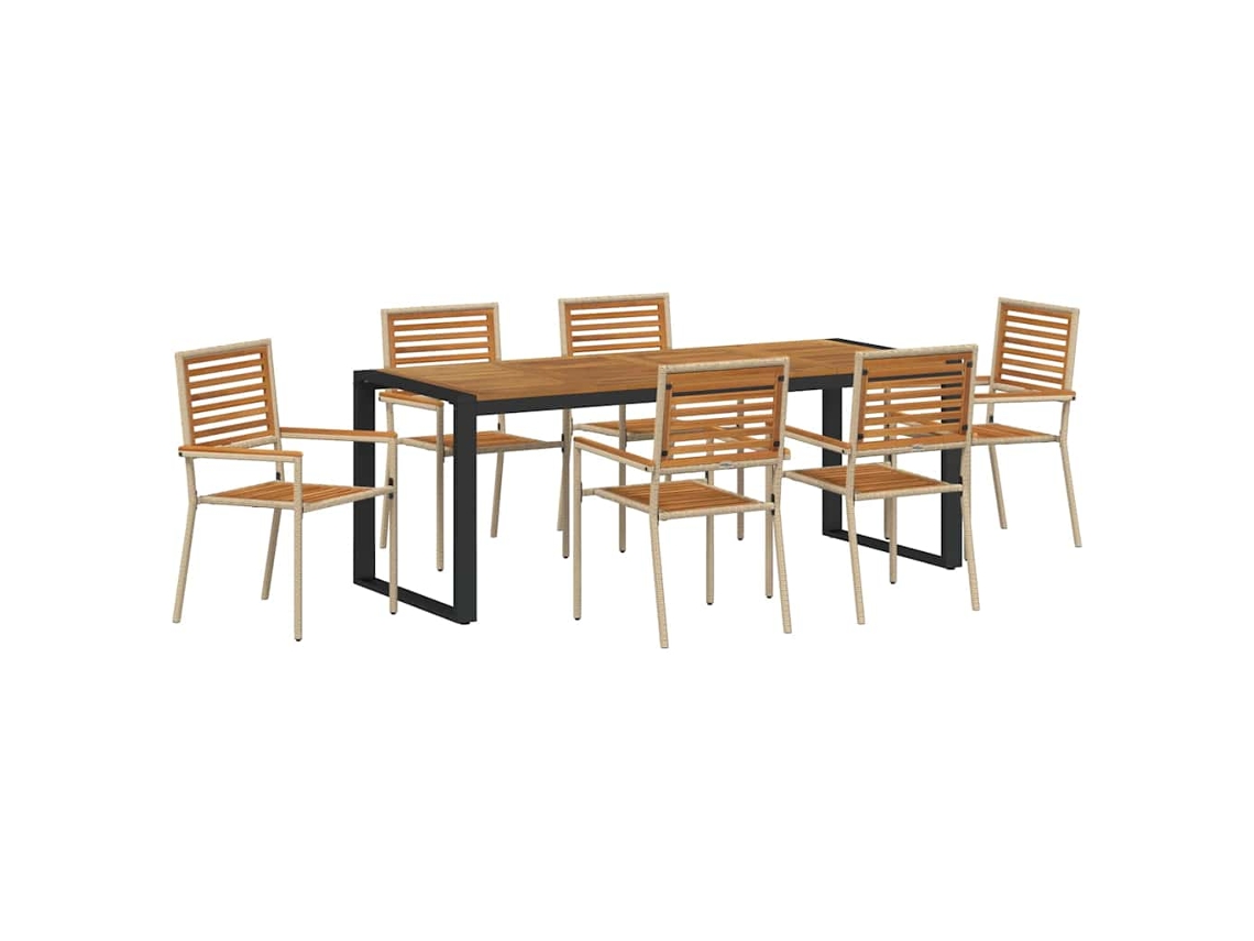 Maison Exclusive - Conjunto Jantar Para Jardim 7 Peças Bege E Marrom Vime Pe