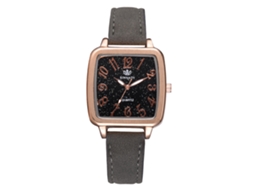 Relógio Analógico de Quartzo com Pulseira Pu Elegante Casual Ajustável Cinza