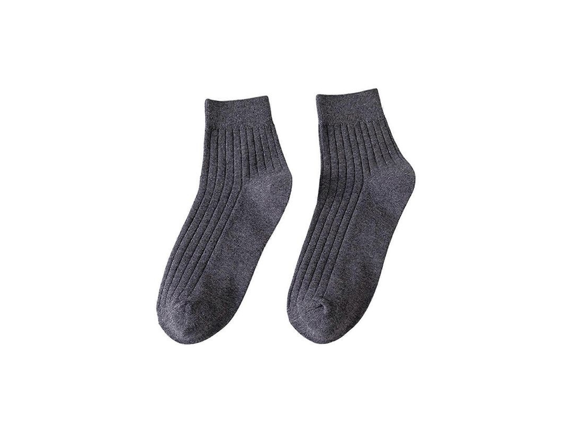 Calcetines De Algodón Para Hombre Medios Rayados Antideslizantes Elásticos Transpirables Sin Olor Color Sólido Cinza Escuro