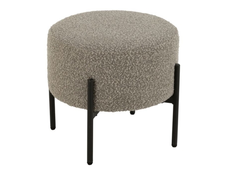 Pequeno Taburete Redondo Em Madeira E Tecido Boucle Taupe 44x44x41.5 Cm Jline