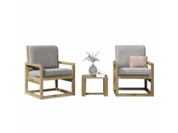Pcs Conjunto Lounge De Jardim Madeira De Pinho Impregnada Dkd Home Decor
