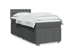 Vidaxl Cama Com Molas/colchão 90x190 Cm Tecido Cinza-escuro