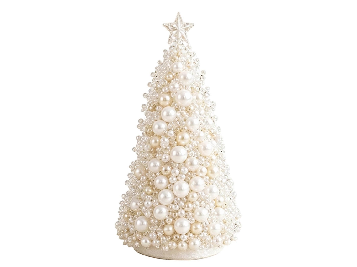 Kit De Árvore De Natal Diy Com Contas Para Decoração Criativa De Mesa De Férias -- Branco
