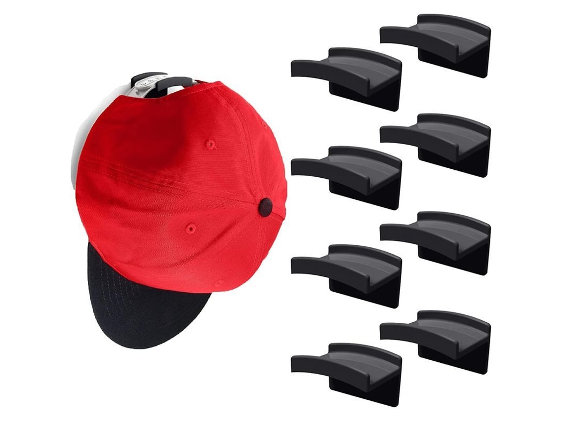 Ganchos De Sombrero Adhesivos Para Pared Sin Perforar. Diseño Minimalista, Resistente Y Multifuncional. 8 Peças Negro