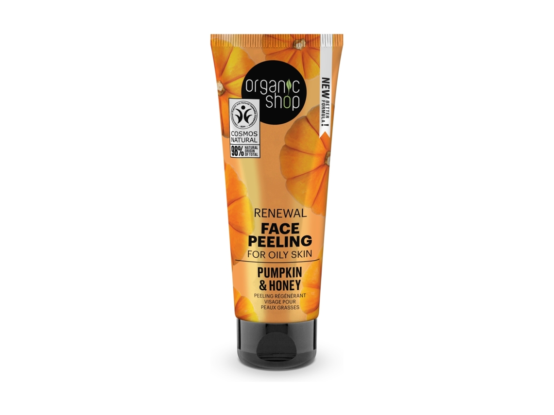 Organic Shop - Esfoliante facial renovador para pele oleosa óleo de abóbora orgânico 75 ml de creme