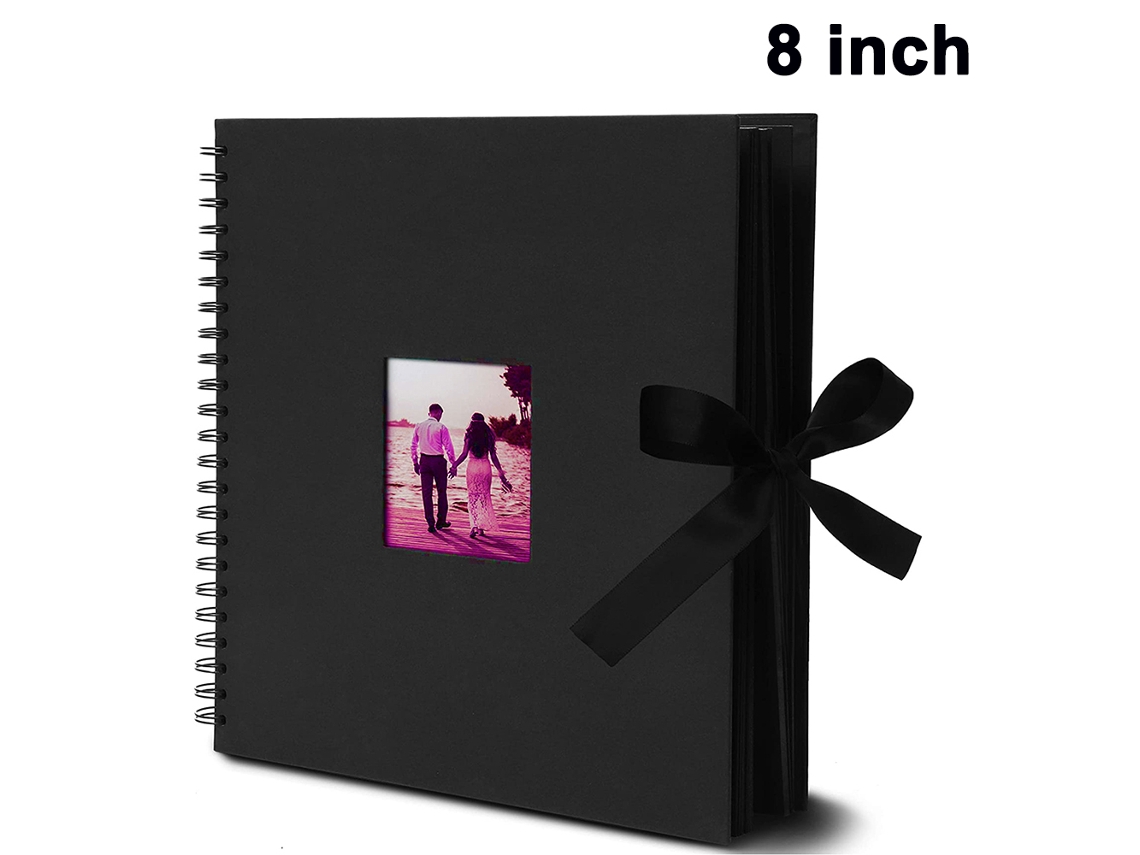 Álbum de Fotos para Scrapbook, 20x20 Cm , Faça Você Mesmo, Preto BRILVIBERA (8x8 Polegadas)