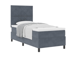 Cama Box com Cabeceira Cinza Escuro 90 X 190 Cm Veludo MAISON EXCLUSIVE