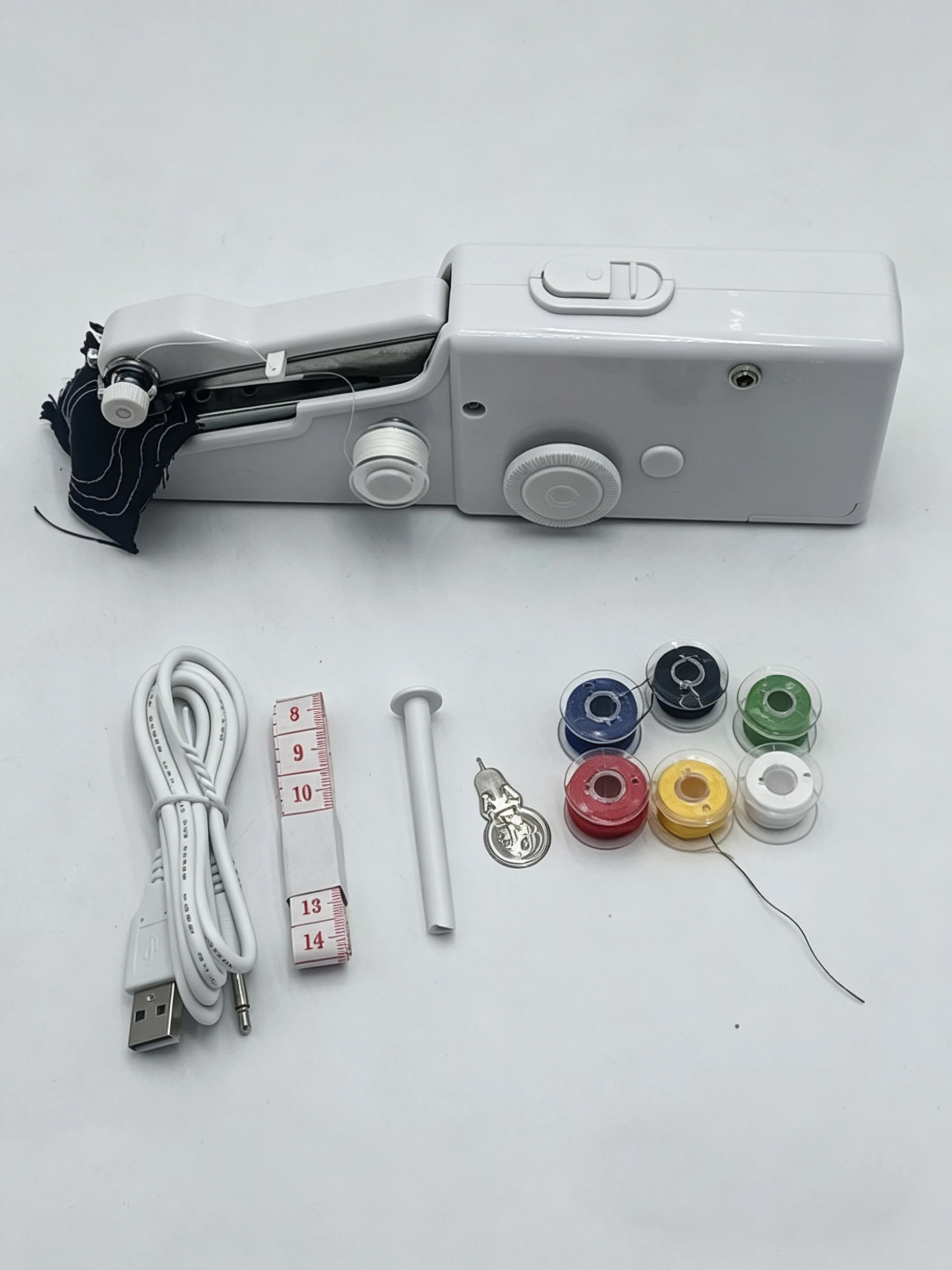 (Branca) Máquina de costura elétrica portátil, adequada para artesanato, bordados domésticos e de jardim.