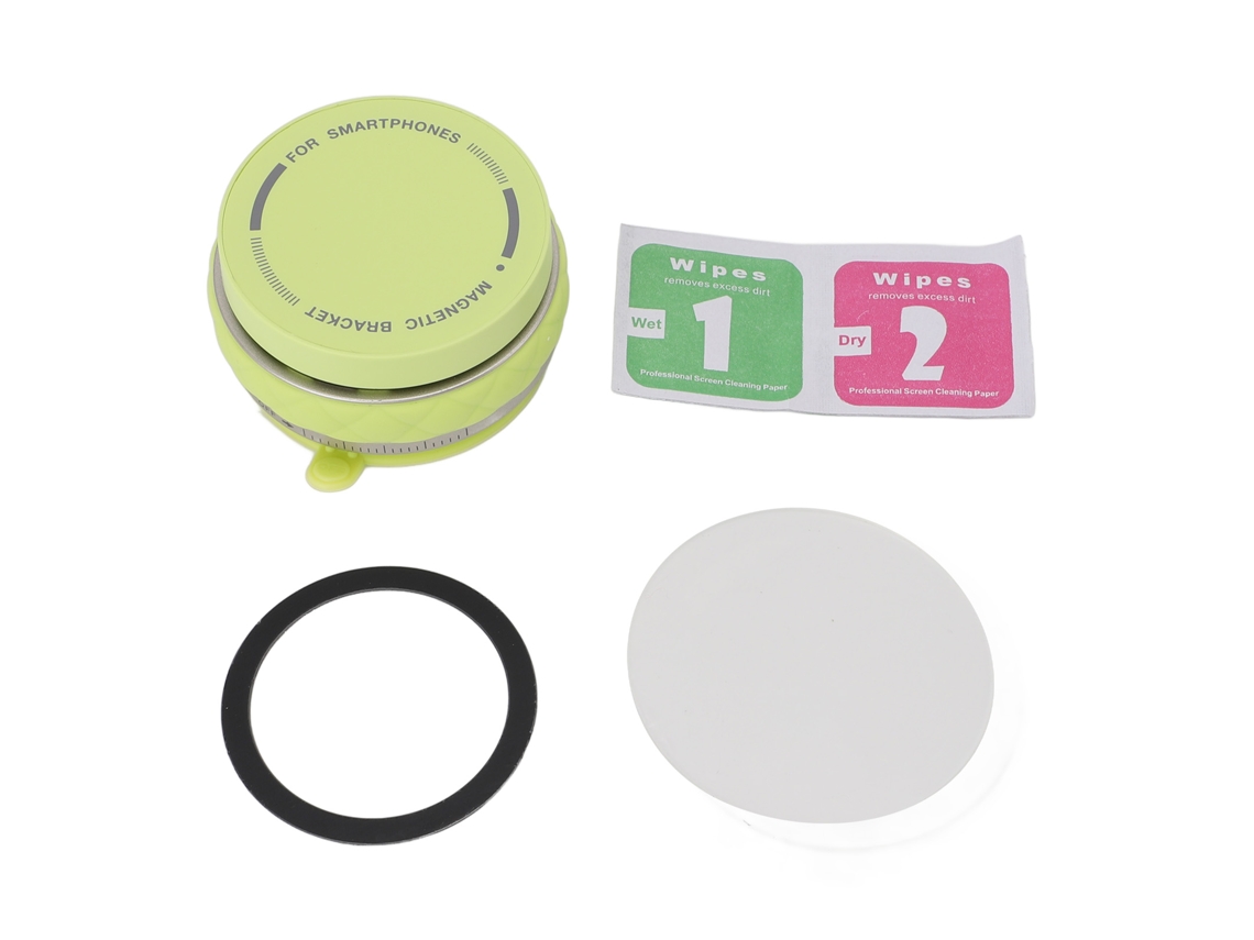 Suporte Magnético Para Telefone Com Ventosa De Vácuo Plegável Rotatória Elevável Para Carro Cor Verde Fluorescente