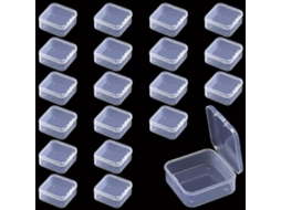 Conjunto De 20 Pequenas Caixas Plásticas Transparentes Com Tampa Quadrada. Ideais Para Guardar Miçangas, Joias E Comprimidos. Brilvibera