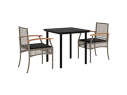 Conjunto de Jantar 3 Pcs para Jardim com Almofadões Vime Pe Cinza MAISON EXCLUSIVE (3 pcs)