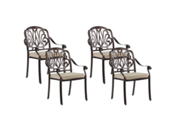 Conjunto de 4 cadeiras BELIANI Ancona de Alumínio Castanho 68x65x97